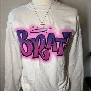 White and Pink Graphic Long Sleeve Tee
